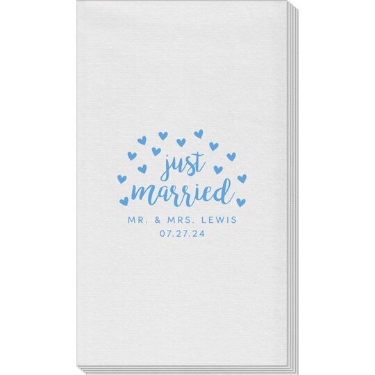 Confetti Hearts Just Married Linen Like Guest Towels
